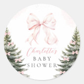 Es ist kalte Outside Pink Bow Baby Dusche Runder Aufkleber (Vorderseite)