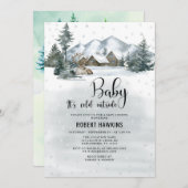 Es ist kalte Outside Winter Forest Baby Dusche Einladung (Vorne/Hinten)