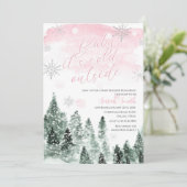 Es ist kalte Outside Winter Pink Girl Baby Dusche Einladung (Stehend Vorderseite)