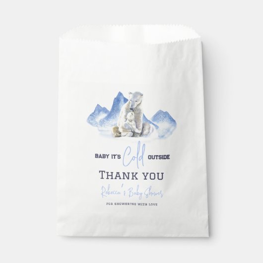 Es ist kalte Outside Winter Polar Bear Baby Dusche Geschenktütchen (Vorderseite)