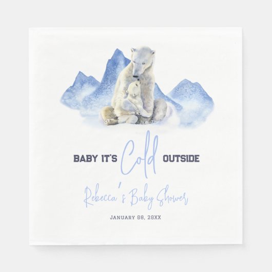 Es ist kalte Outside Winter Polar Bear Baby Dusche Serviette (Vorderseite)