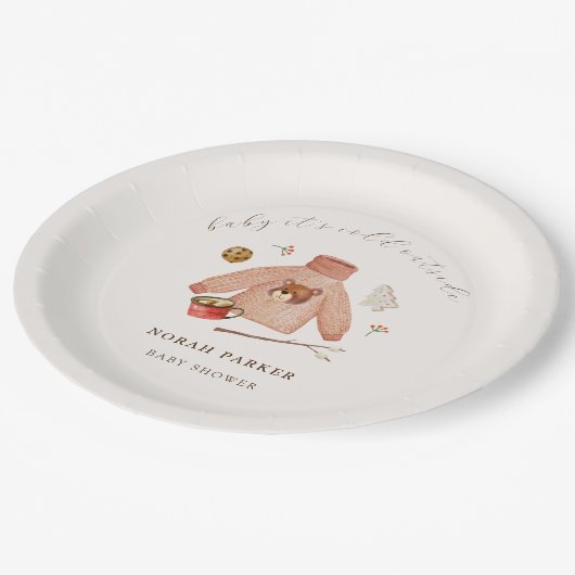 Es ist kalte Winter Camping Kleidung Kinderdusche Pappteller (Schrägansicht)