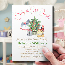 Es ist kalter Winter Weihnachtsbaum Geschenke Baby Einladung