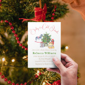 Es ist kalter Winter Weihnachtsbaum Geschenke Baby Einladung