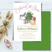 Es ist kalter Winter Weihnachtsbaum Geschenke Baby Einladung