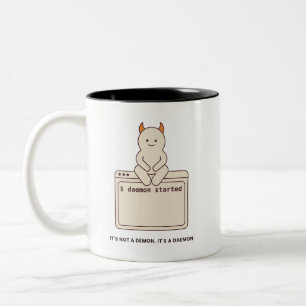 Es ist kein Dämon, es ist ein Daemon Lustiges Linu Zweifarbige Tasse
