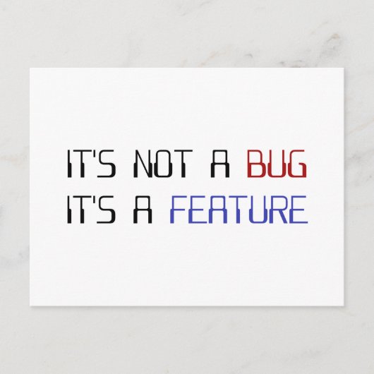 Es ist kein Programmierfehler. Es ist eine Program Postkarte (Vorderseite)