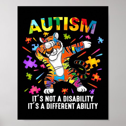 Es ist keine Behinderung Tiger Autismus Bewusstsei Poster (Vorne)