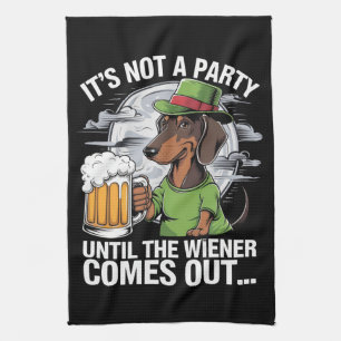 Es ist keine Party, bis Dachshund Irish Beer Wiene Geschirrtuch