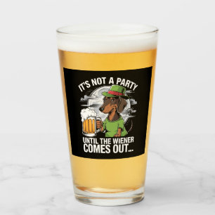 Es ist keine Party, bis Dachshund Irish Beer Wiene Glas