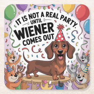 Es Ist Keine Richtige Party, Bis Das Wiener Heraus Rechteckiger Pappuntersetzer