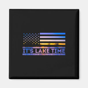 Es ist Lake Time Sonnenuntergang Amerikanische Fla Magnet