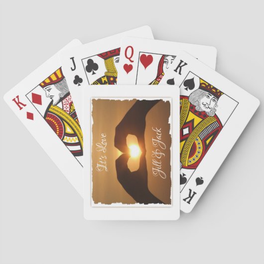 Es ist Liebe Herz Hände Sonnenuntergang Personalis Spielkarten (Rückseite)