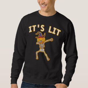 ES IST LIT - DABBING HALLOWEEN PUMPKIN SKELETON SWEATSHIRT