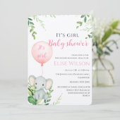 Es ist Mädchen! Niedliches kleines Elefantenbaby m Einladung (Stehend Vorderseite)