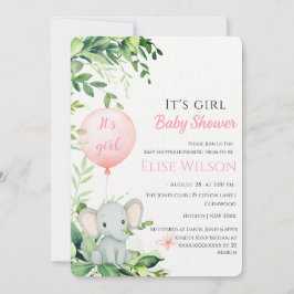 Es ist Mädchen! Niedliches kleines Elefantenbaby m Einladung