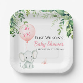 Es ist Mädchen! Niedliches kleines Elefantenbaby m Pappteller