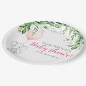 Es ist Mädchen! Niedliches kleines Elefantenbaby m Pappteller (Schrägansicht)