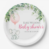 Es ist Mädchen! Niedliches kleines Elefantenbaby m Pappteller (Vorderseite)