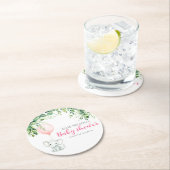 Es ist Mädchen! Niedliches kleines Elefantenbaby m Runder Pappuntersetzer (Vor Ort)