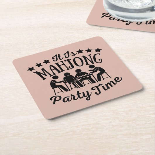 Es ist Mahjong Party Zeit | Funny mahjong Rechteckiger Pappuntersetzer (angewinkelt)
