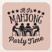 Es ist Mahjong Party Zeit | Funny mahjong Rechteckiger Pappuntersetzer (Vorderseite)