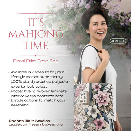 "Es ist Mahjong-Zeit" Blumenprint-Tasche Tasche