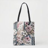 "Es ist Mahjong-Zeit" Blumenprint-Tasche Tasche (Vorderseite)