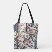 "Es ist Mahjong-Zeit" Blumenprint-Tasche Tasche (Rückseite)