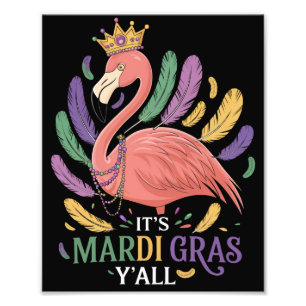 Es ist Mardi Gras, ihr Flamingo-Kostüm Fotodruck
