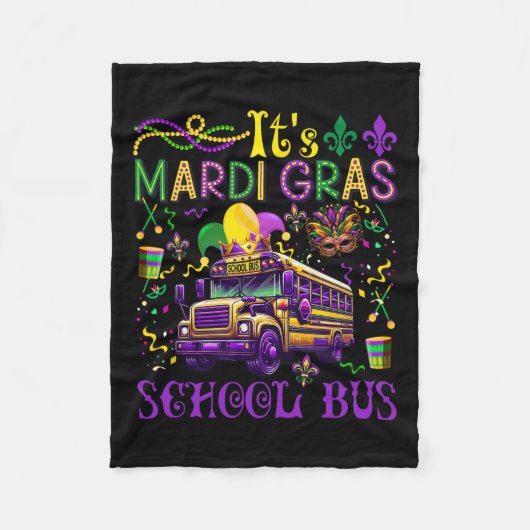 Es ist Mardi Gras School Busfahrer Team Costume Ma Fleecedecke (Vorderseite)