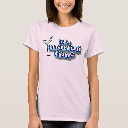 Es ist Martini-Zeit-Damen-rosa T-Shirt (Vorderseite)