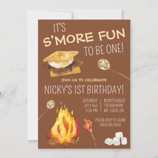Es ist mehr Spaß EINS zu sein! S'mores Birthday Pa Einladung (Vorderseite)