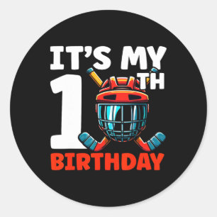 Es ist mein 10. Geburtstag Hockeyspieler 10 Jahre Runder Aufkleber