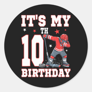 Es ist mein 10. Geburtstag Junge Eishockey Dabbing Runder Aufkleber