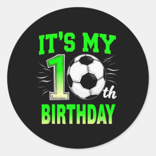 Es ist mein 10. Geburtstag Junge Fußball Ll Runder Aufkleber