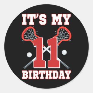 Es ist mein 11. Geburtstag 11 Jahre alter Lacrosse Runder Aufkleber