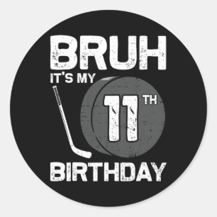 Es ist mein 11. Geburtstag 11-jähriger Hockeyspiel Runder Aufkleber
