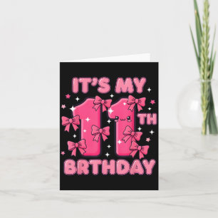 Es ist mein 11. Geburtstag Coquette Bow Girl Cute  Karte