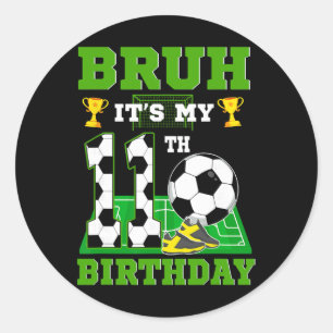 Es ist mein 11. Geburtstag Jungen-Fußball-Themenpa Runder Aufkleber