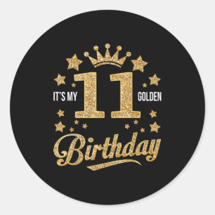 Es ist mein 11. goldener Geburtstag 11 Jahre alte Runder Aufkleber