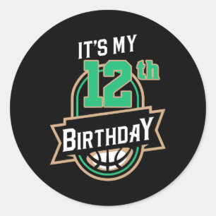 Es ist mein 12. Geburtstag Bysketbyll Themed Runder Aufkleber