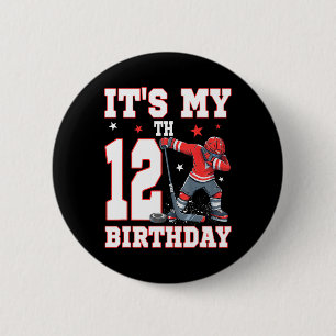 Es ist mein 12. Geburtstag Junge Eishockey Dabbing Button