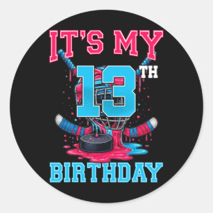 Es ist mein 13. Geburtstag Hockey 13 Jahre alte Ei Runder Aufkleber
