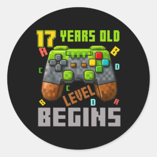 Es ist mein 17. Geburtstag Pixel Gaming Controller Runder Aufkleber