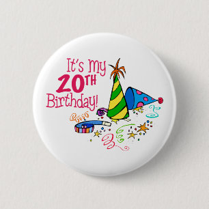 Es ist mein 20. Geburtstag (Party-Hüte) Button