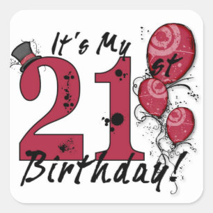 Es ist mein 21. Geburtstagsgrunonaufkleber Quadratischer Aufkleber