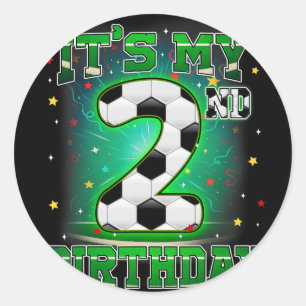Es ist mein 2. Geburtstag Jungen Fußball 2 Jahre a Runder Aufkleber