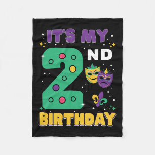 Es ist mein 2. Geburtstag Mardi Gras 2 Jahre alte Fleecedecke