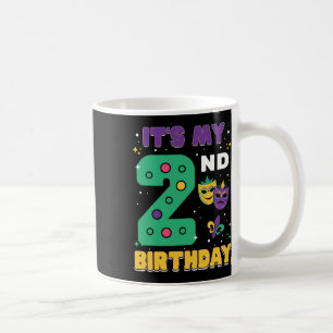 Es ist mein 2. Geburtstag Mardi Gras 2 Jahre alte  Kaffeetasse